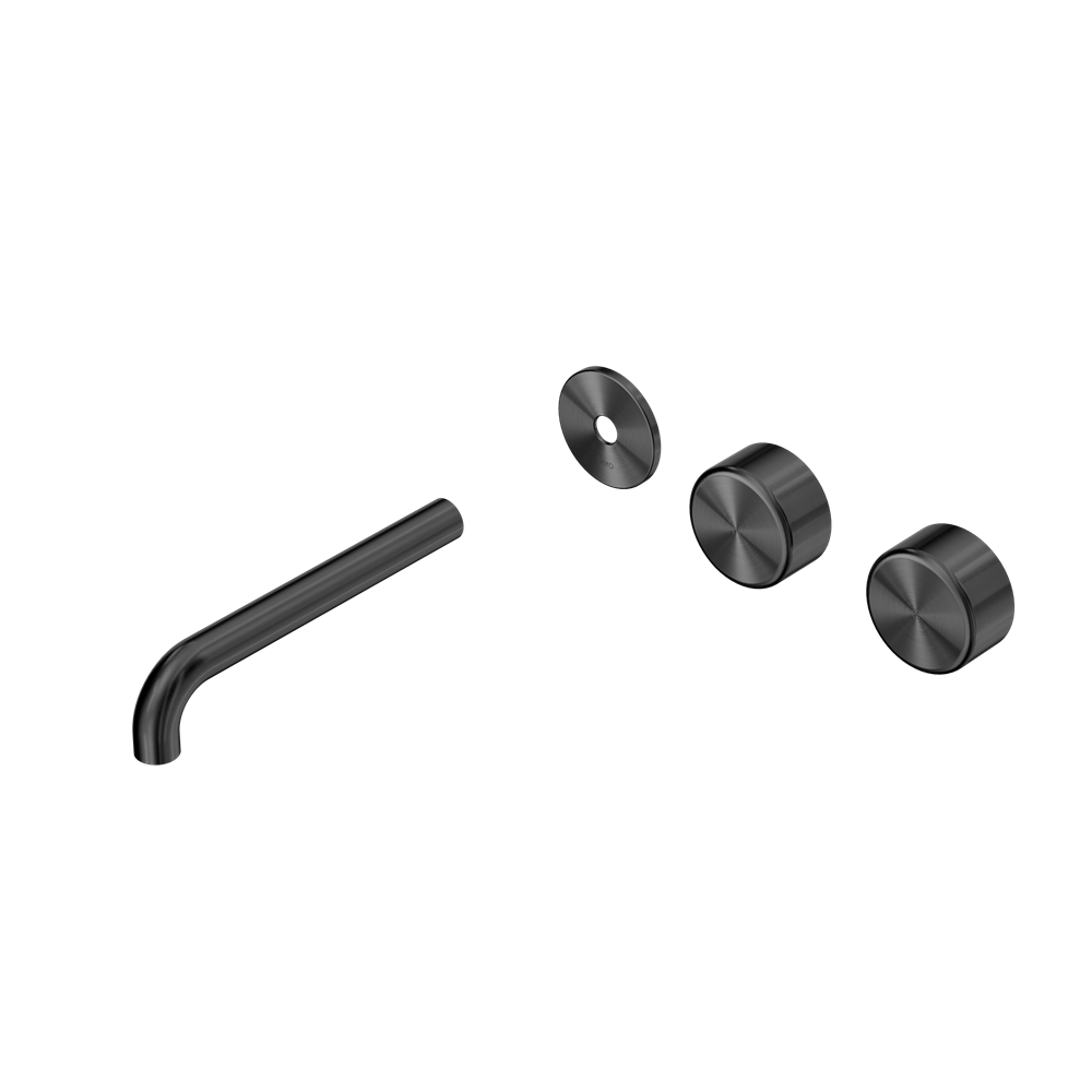 SERENITY WALL BASIN SET 160/185/220MM OFFSET SPOUT WITH METAL HANDLE TRIM KIT ONLY GUN METAL