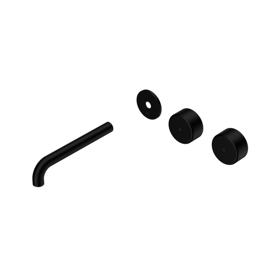 SERENITY WALL BASIN SET 160/185/220MM OFFSET SPOUT WITH METAL HANDLE TRIM KIT ONLY MATTE BLACK