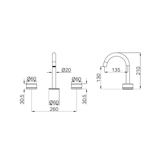 SERENITY BASIN SET ARC SPOUT WITH MARQUINA BRUSHED BRONZE