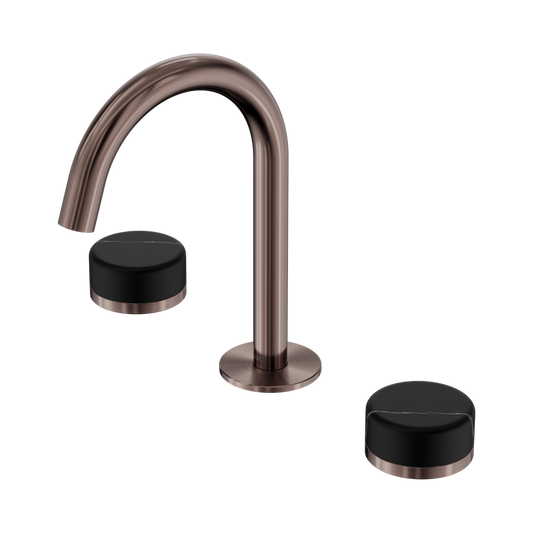 SERENITY BASIN SET ARC SPOUT WITH MARQUINA BRUSHED BRONZE