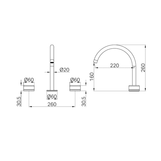 SERENITY BATH/KITCHEN SET ARC SPOUT WITH MARQUINA BRUSHED BRONZE