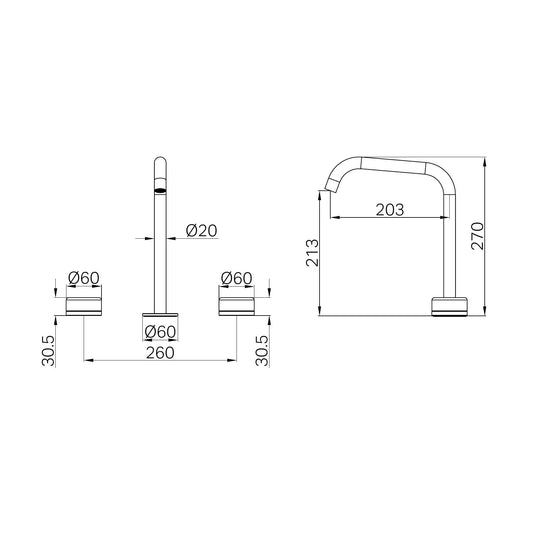 SERENITY BATH/KITCHEN SET EDGE SPOUT WITH MARQUINA GUN METAL