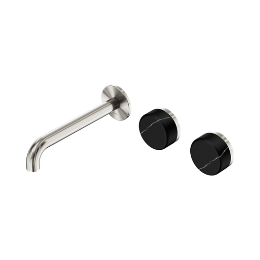 SERENITY WALL BASIN SET 160/185/220MM OFFSET SPOUT WITH MARQUINA BRUSHED NICKEL