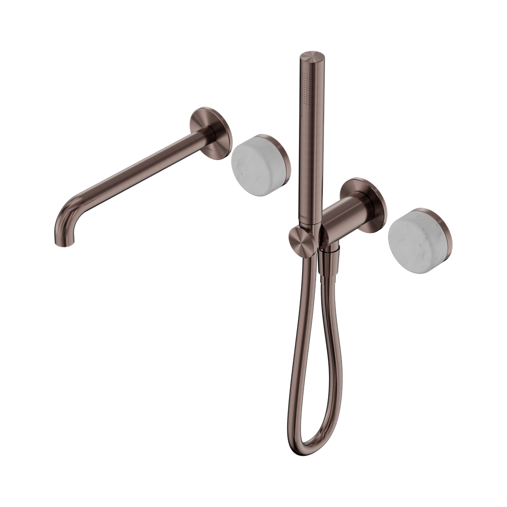 SERENITY PROGRESSIVE SHOWER SYSTEM WITH SPOUT WITH CARRARA HANDLE AND SLIM SHOWER BRUSHED BRONZE