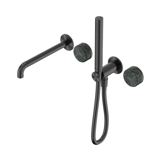 SERENITY PROGRESSIVE SHOWER SYSTEM WITH SPOUT WITH VERDE ALPI HANDLE AND SLIM SHOWER GUN METAL