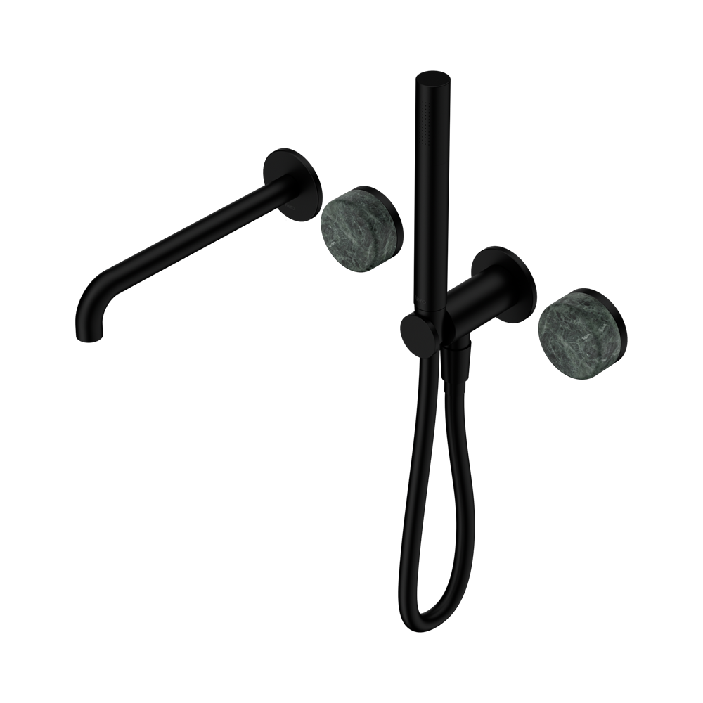 SERENITY PROGRESSIVE SHOWER SYSTEM WITH SPOUT WITH VERDE ALPI HANDLE AND SLIM SHOWER MATTE BLACK