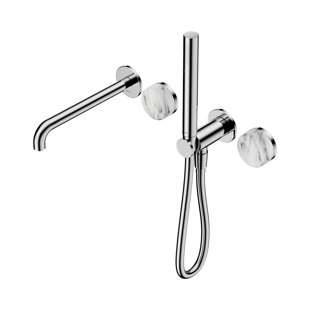 SERENITY PROGRESSIVE SHOWER SYSTEM WITH SPOUT WITH ARABESCATO CORCHIA HANDLE AND SLIM SHOWER CHROME
