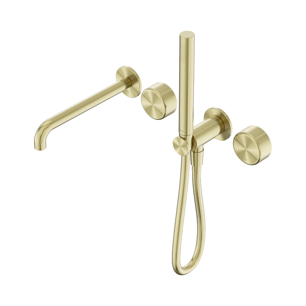 SERENITY PROGRESSIVE SHOWER SYSTEM WITH SPOUT WITH METAL HANDLE AND SLIM SHOWER BRUSHED GOLD