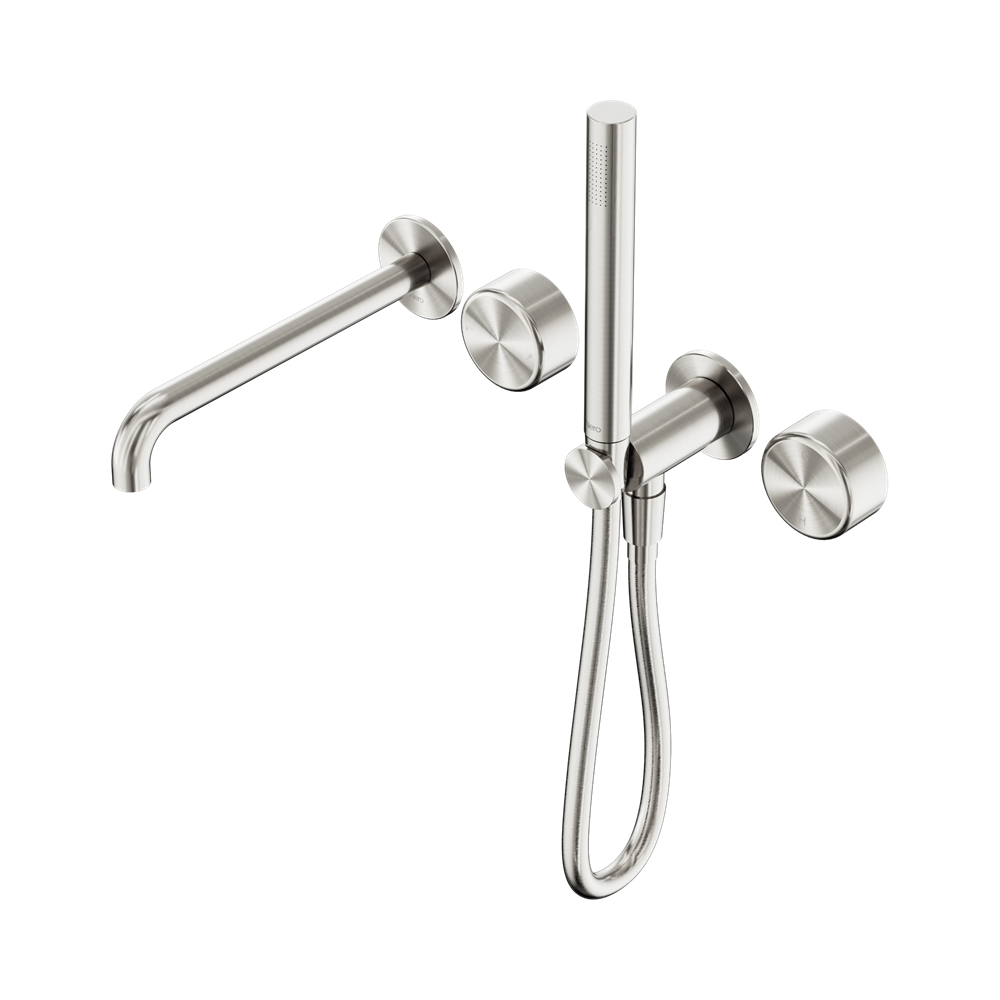 SERENITY PROGRESSIVE SHOWER SYSTEM WITH SPOUT WITH METAL HANDLE AND SLIM SHOWER BRUSHED NICKEL
