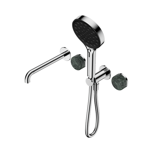 SERENITY PROGRESSIVE SHOWER SYSTEM WITH SPOUT WITH VERDE ALPI HANDLE AND SERENITY HAND SHOWER CHROME