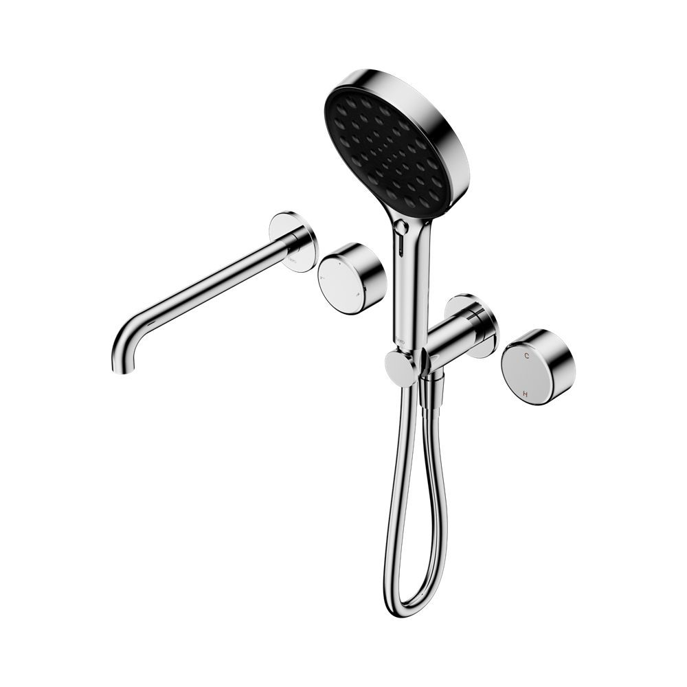 SERENITY PROGRESSIVE SHOWER SYSTEM WITH SPOUT WITH METAL HANDLE AND SERENITY HAND SHOWER CHROME