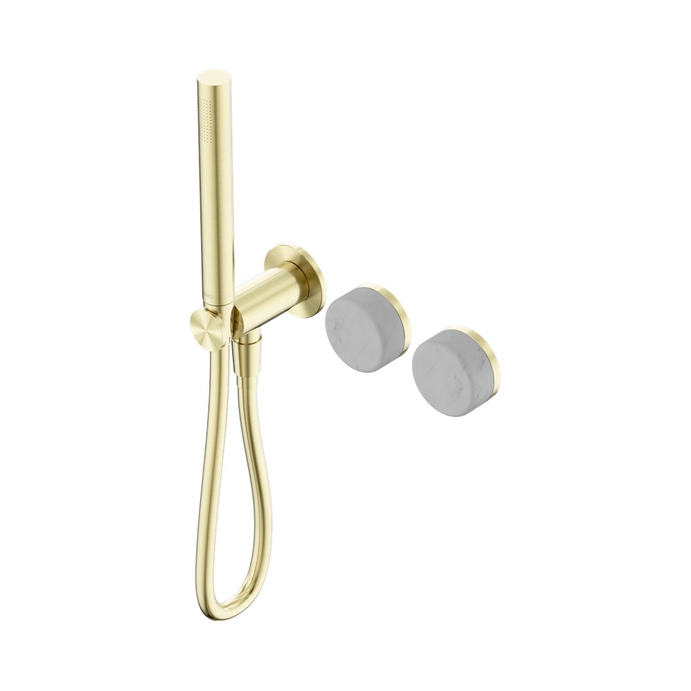 SERENITY PROGRESSIVE SHOWER SYSTEM WITH CARRARA HANDLE AND SLIM SHOWER BRUSHED GOLD