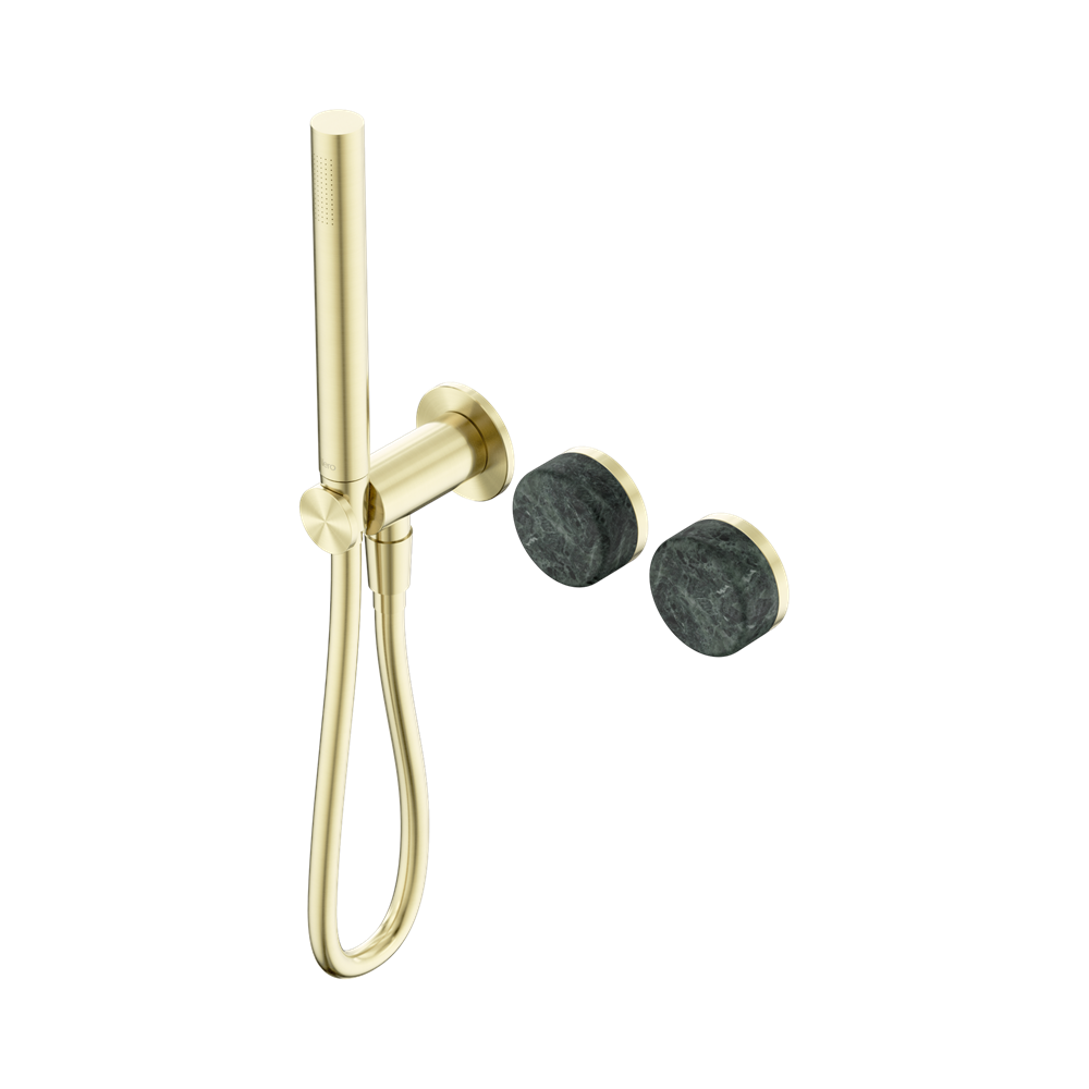SERENITY PROGRESSIVE SHOWER SYSTEM WITH VERDE ALPI HANDLE AND SLIM SHOWER BRUSHED GOLD