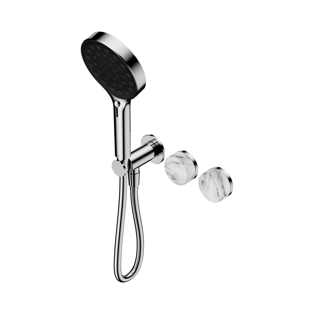 SERENITY PROGRESSIVE SHOWER SYSTEM WITH ARABESCATO CORCHIA HANDLE AND SERENITY HAND SHOWER CHROME