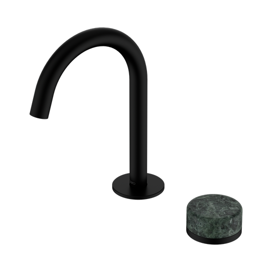 SERENITY PROGRESSIVE BASIN MIXER ARC SPOUT WITH VERDE ALPI HANDLE MATTE BLACK