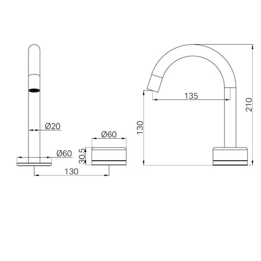 SERENITY PROGRESSIVE BASIN MIXER ARC SPOUT WITH ARABESCATO CORCHIA HANDLE GUN METAL