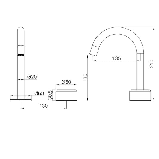 SERENITY PROGRESSIVE BASIN MIXER ARC SPOUT WITH METAL HANDLE GUN METAL