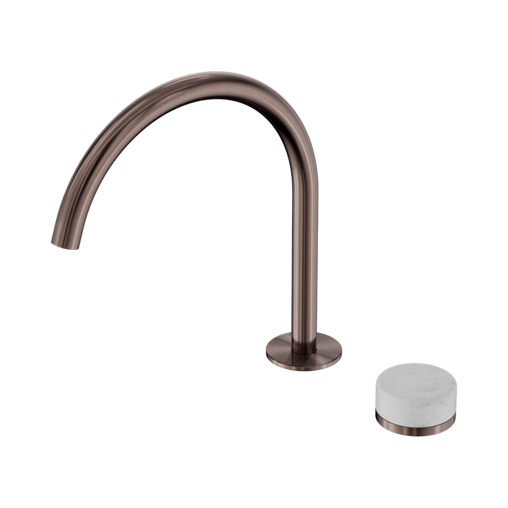 SERENITY PROGRESSIVE BATH/KITCHEN MIXER ARC SPOUT WITH CARRARA HANDLE BRUSHED BRONZE