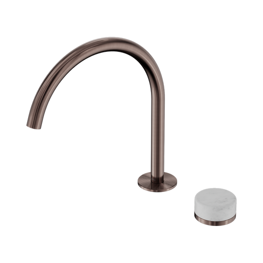 SERENITY PROGRESSIVE BATH/KITCHEN MIXER ARC SPOUT WITH CARRARA HANDLE BRUSHED BRONZE