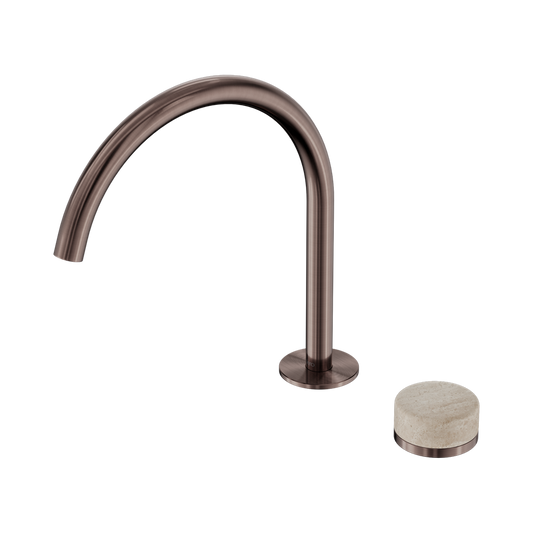 SERENITY PROGRESSIVE BATH/KITCHEN MIXER ARC SPOUT WITH ROME TRAVERTINE HANDLE BRUSHED BRONZE
