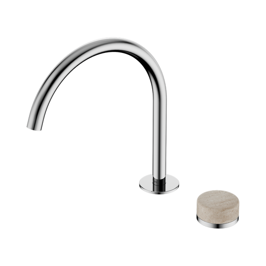 SERENITY PROGRESSIVE BATH/KITCHEN MIXER ARC SPOUT WITH ROME TRAVERTINE HANDLE CHROME