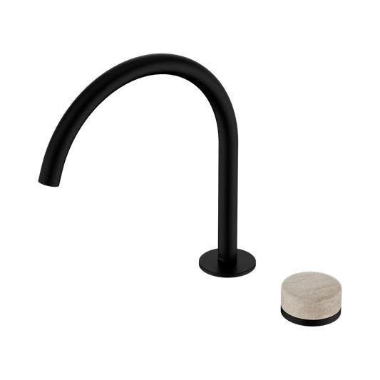 SERENITY PROGRESSIVE BATH/KITCHEN MIXER ARC SPOUT WITH ROME TRAVERTINE HANDLE MATTE BLACK