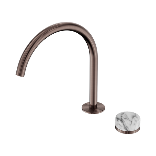 SERENITY PROGRESSIVE BATH/KITCHEN MIXER ARC SPOUT WITH ARABESCATO CORCHIA HANDLE BRUSHED BRONZE
