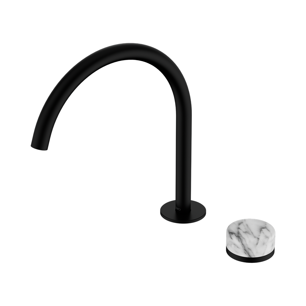 SERENITY PROGRESSIVE BATH/KITCHEN MIXER ARC SPOUT WITH ARABESCATO CORCHIA HANDLE MATTE BLACK
