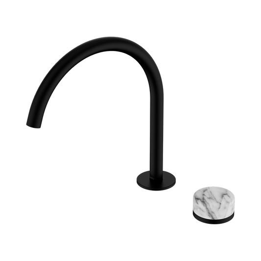 SERENITY PROGRESSIVE BATH/KITCHEN MIXER ARC SPOUT WITH ARABESCATO CORCHIA HANDLE MATTE BLACK