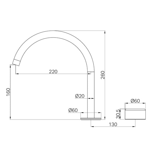 SERENITY PROGRESSIVE BATH/KITCHEN MIXER ARC SPOUT WITH METAL HANDLE GUN METAL