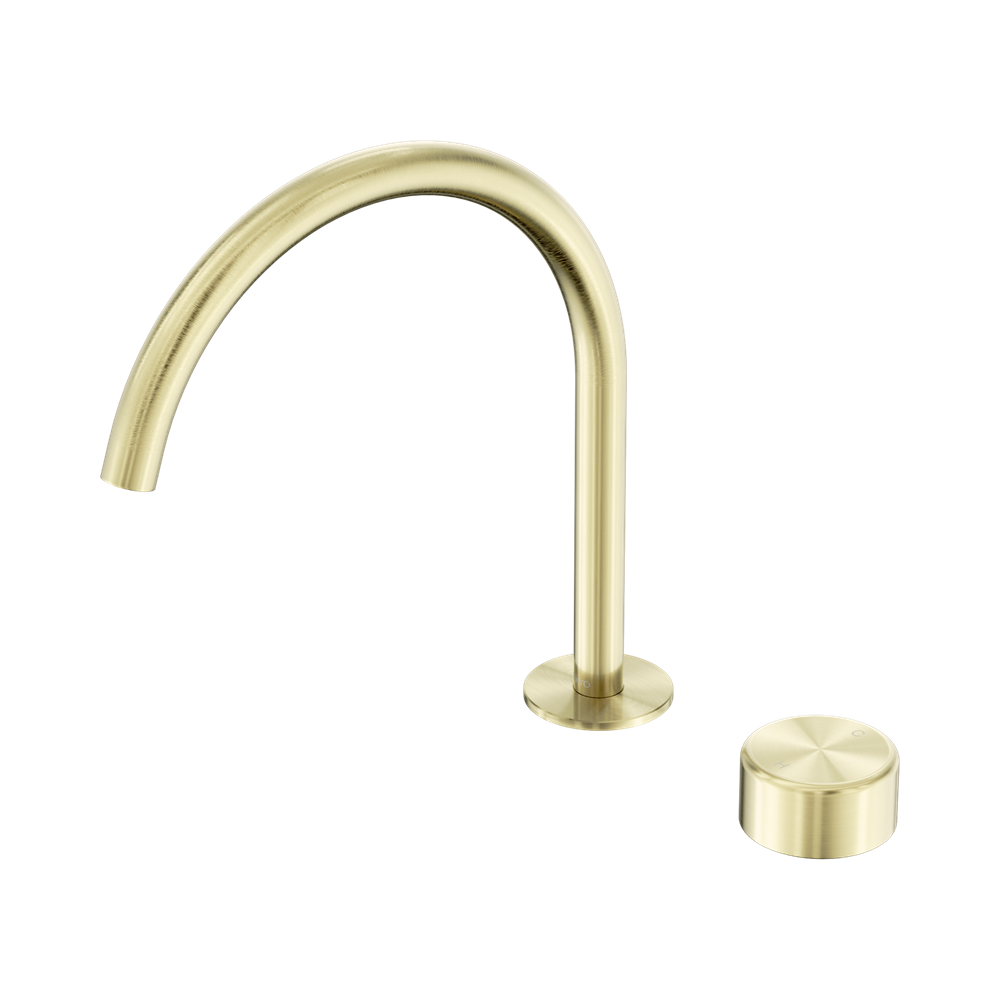 SERENITY PROGRESSIVE BATH/KITCHEN MIXER ARC SPOUT WITH METAL HANDLE BRUSHED GOLD