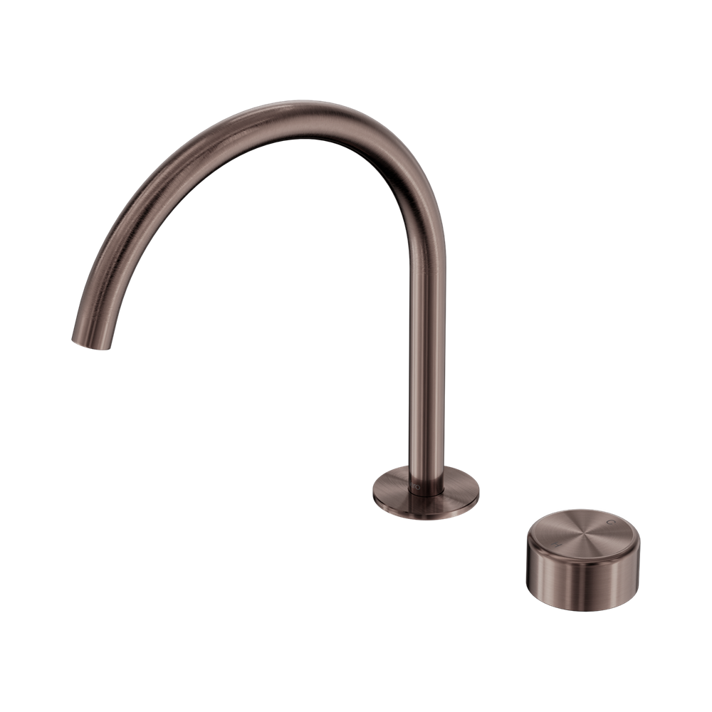 SERENITY PROGRESSIVE BATH/KITCHEN MIXER ARC SPOUT WITH METAL HANDLE BRUSHED BRONZE