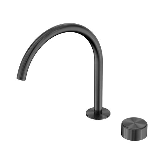 SERENITY PROGRESSIVE BATH/KITCHEN MIXER ARC SPOUT WITH METAL HANDLE GUN METAL