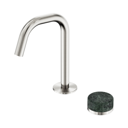 SERENITY PROGRESSIVE BASIN MIXER EDGE SPOUT WITH VERDE ALPI HANDLE BRUSHED NICKEL