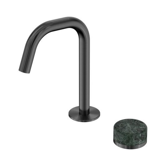 SERENITY PROGRESSIVE BASIN MIXER EDGE SPOUT WITH VERDE ALPI HANDLE GUN METAL