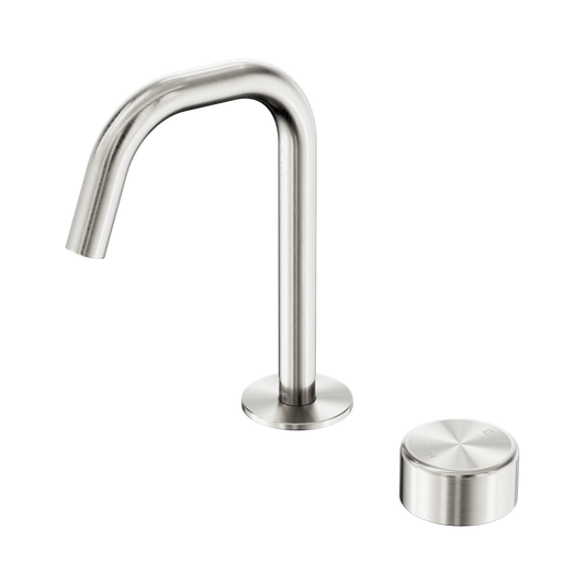 SERENITY PROGRESSIVE BASIN MIXER EDGE SPOUT WITH METAL HANDLE BRUSHED NICKEL