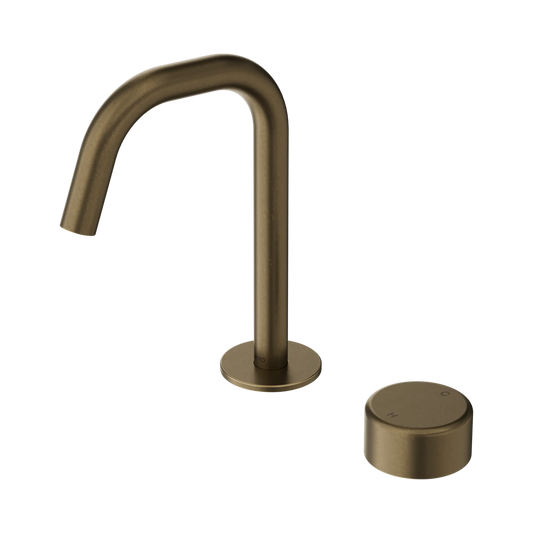 Serenity Progressive Basin Mixer Edge Spout With Metal Handle Tumbled Antique Brass