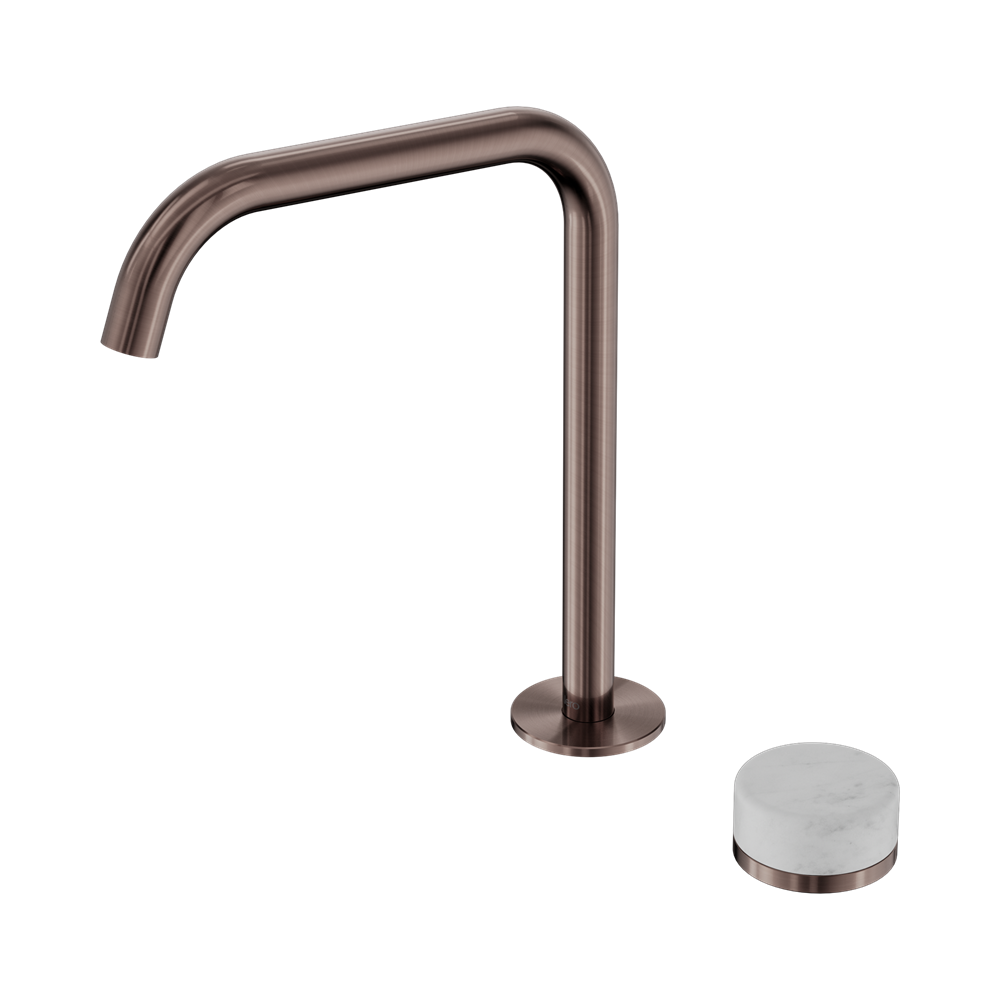 SERENITY PROGRESSIVE BATH/KITCHEN MIXER EDGE SPOUT WITH CARRARA HANDLE BRUSHED BRONZE