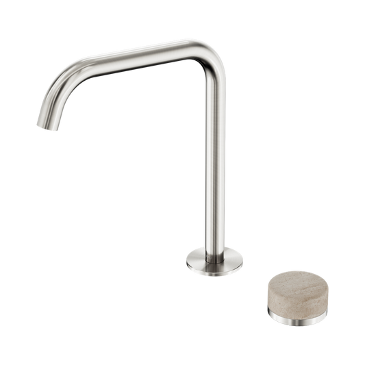 SERENITY PROGRESSIVE BATH/KITCHEN MIXER EDGE SPOUT WITH ROME TRAVERTINE HANDLE BRUSHED NICKEL