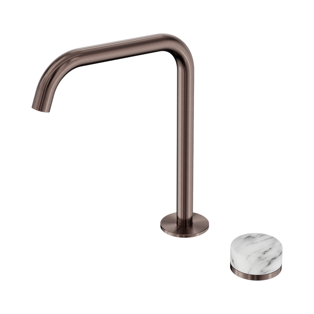 SERENITY PROGRESSIVE BATH/KITCHEN MIXER EDGE SPOUT WITH ARABESCATO CORCHIA HANDLE BRUSHED BRONZE