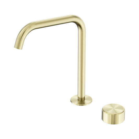 SERENITY PROGRESSIVE BATH/KITCHEN MIXER EDGE SPOUT WITH METAL HANDLE BRUSHED GOLD