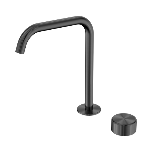 SERENITY PROGRESSIVE BATH/KITCHEN MIXER EDGE SPOUT WITH METAL HANDLE GUN METAL