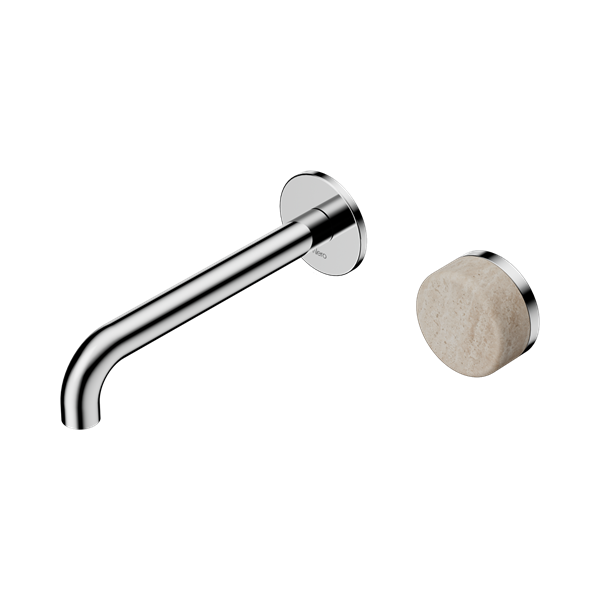 SERENITY PROGRESSIVE WALL BASIN MIXER 160/185/220MM SPOUT WITH ROME TRAVERTINE HANDLE CHROME
