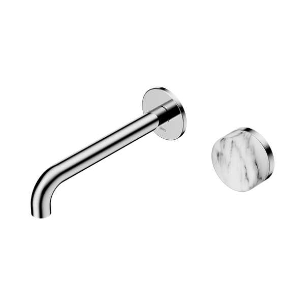 SERENITY PROGRESSIVE WALL BASIN MIXER 160/185/220MM SPOUT WITH ARABESCATO CORCHIA HANDLE CHROME