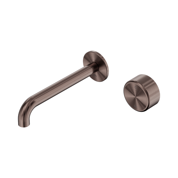 SERENITY PROGRESSIVE WALL BASIN MIXER 160/185/220MM SPOUT WITH METAL HANDLE BRUSHED BRONZE