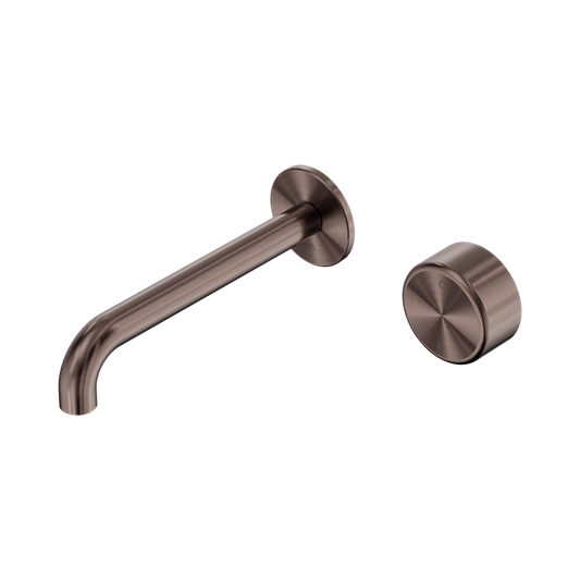 SERENITY PROGRESSIVE WALL BASIN MIXER 160/185/220MM SPOUT WITH METAL HANDLE BRUSHED BRONZE