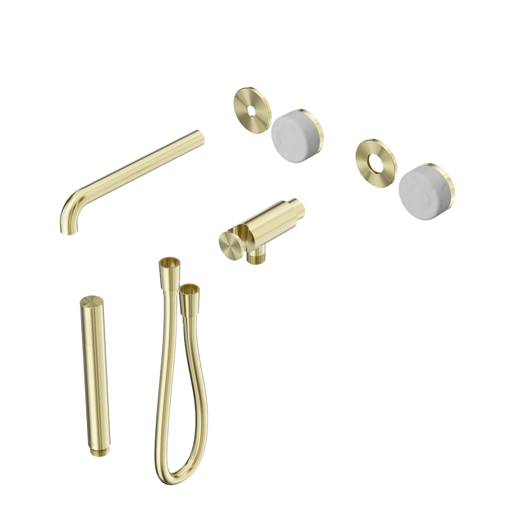 SERENITY PROGRESSIVE SHOWER SYSTEM WITH SPOUT WITH CARRARA HANDLE AND SLIM SHOWER TRIM KIT ONLY BRUSHED GOLD