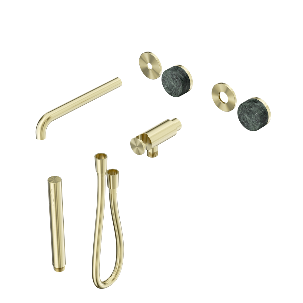 SERENITY PROGRESSIVE SHOWER SYSTEM WITH SPOUT WITH VERDE ALPI HANDLE AND SLIM SHOWER TRIM KIT ONLY BRUSHED GOLD