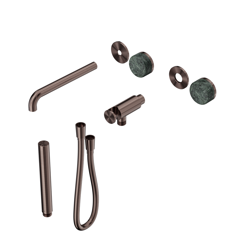SERENITY PROGRESSIVE SHOWER SYSTEM WITH SPOUT WITH VERDE ALPI HANDLE AND SLIM SHOWER TRIM KIT ONLY BRUSHED BRONZE