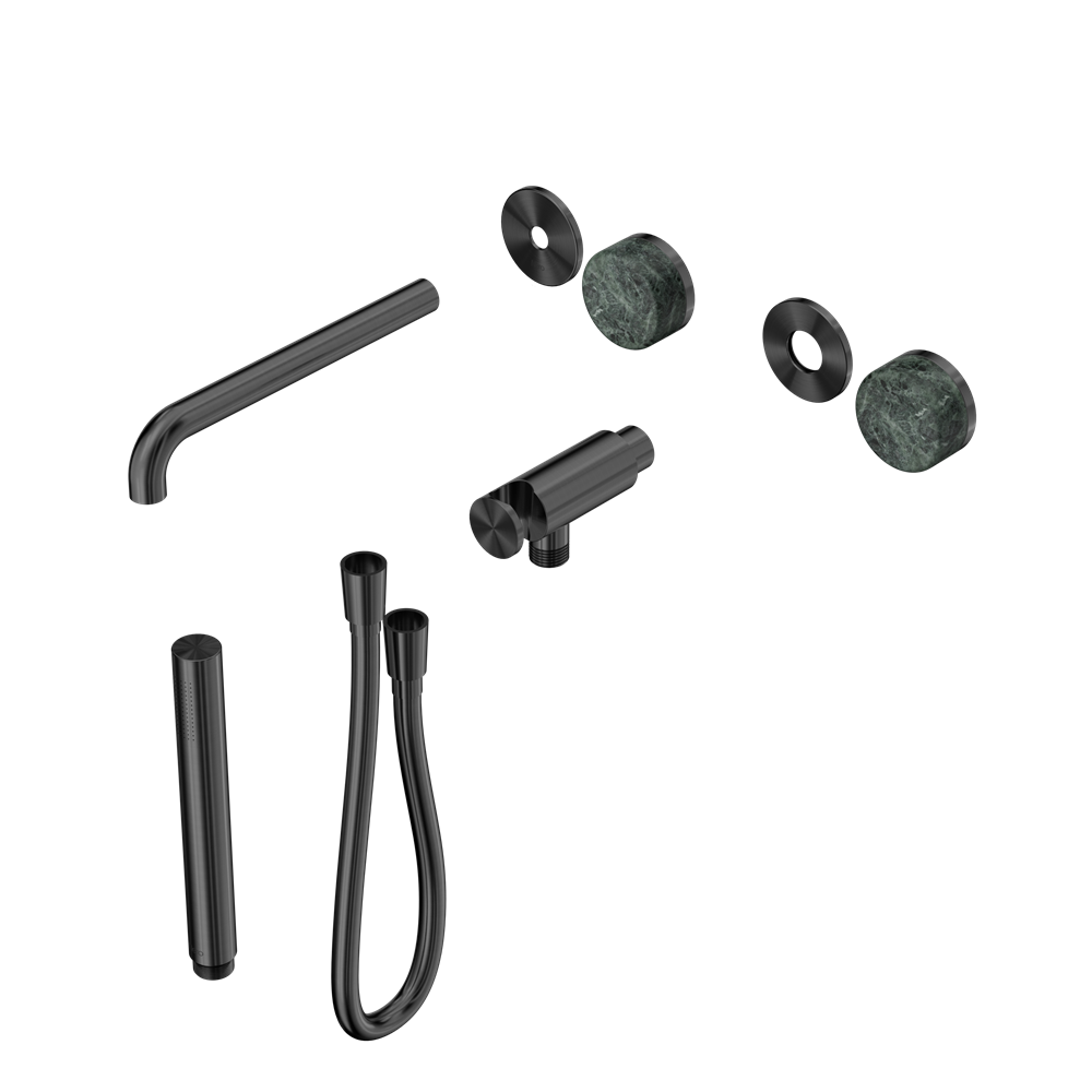 SERENITY PROGRESSIVE SHOWER SYSTEM WITH SPOUT WITH VERDE ALPI HANDLE AND SLIM SHOWER TRIM KIT ONLY GUN METAL